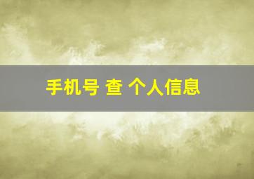 手机号 查 个人信息